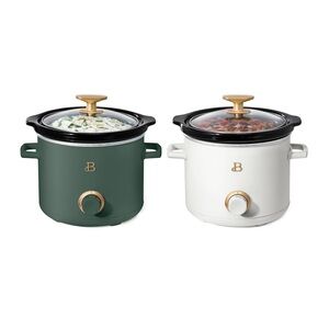 Beautiful 2-pack 2qt Slow Cooker, Thyme & White Icing
